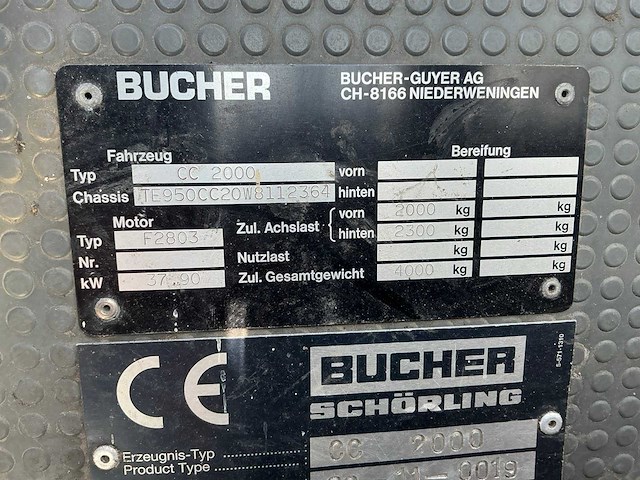 1998 bücher schorsing cc 2000 zelfrijdende veegmachine - afbeelding 44 van  50