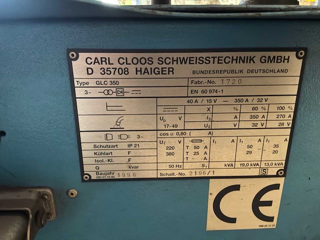 1998 cloos glc 350 llasmachine - afbeelding 6 van  6