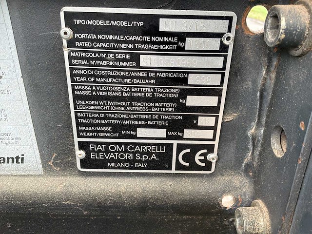 1998 fiat fu 3/15 vorkheftruck - afbeelding 3 van  10