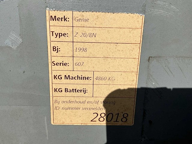 1998 genie z20/8n hoogwerker defect - afbeelding 15 van  23