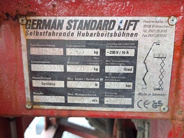 1998 german standard lift s111e12ht hoogwerker - afbeelding 7 van  8