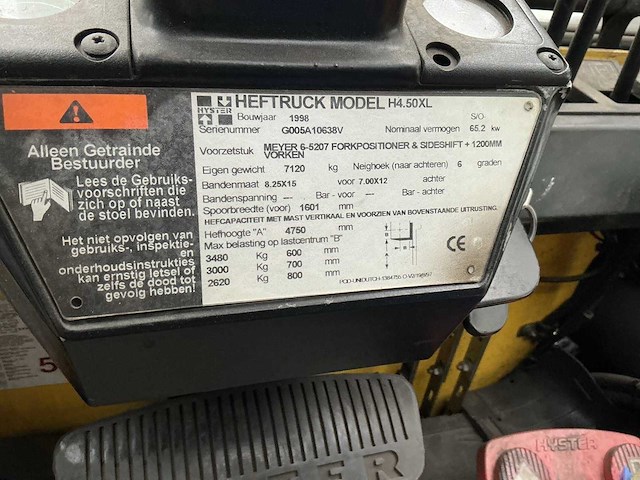 1998 hyster h4.50xl vorkheftruck - afbeelding 5 van  13