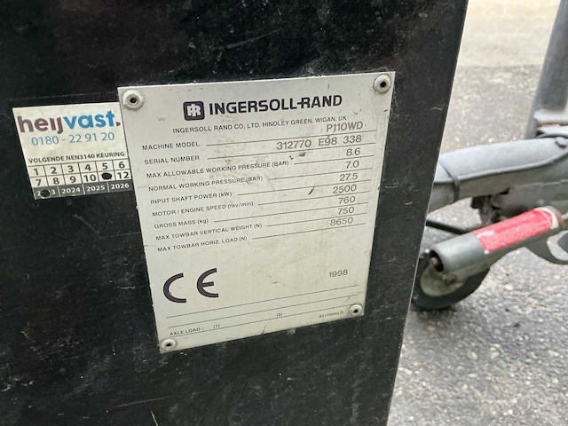 1998 ingersoll rand p110wd luchtcompressor aanhangwagen - afbeelding 11 van  14