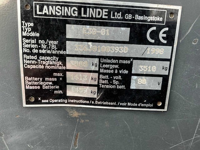 1998 linde e30-01 vorkheftruck - afbeelding 16 van  21