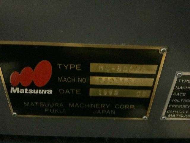 1998 masuura mc-800 vg cnc bewerkingscentrum - afbeelding 5 van  18