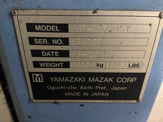 1998 mazak super quick turn 250 msy cnc-draaibank - afbeelding 12 van  23