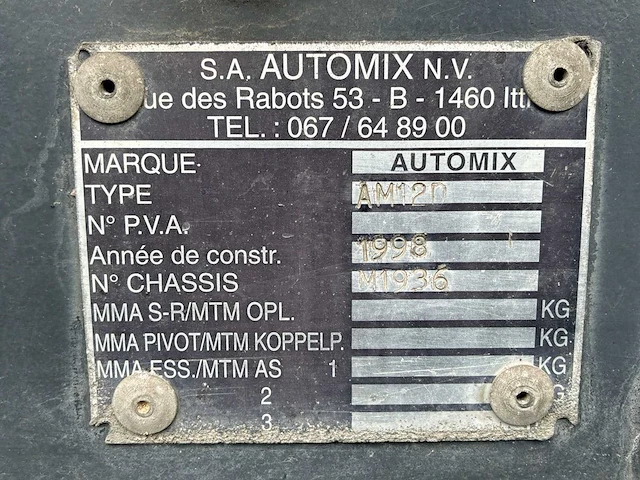 1998 mol automix am12n betonmixer oplegger - afbeelding 26 van  30