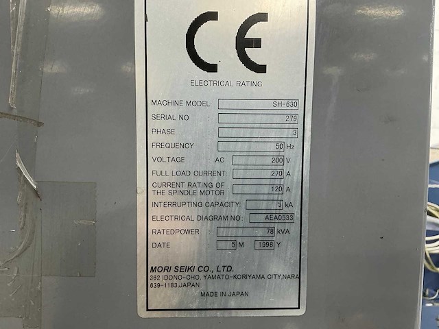 1998 mori seiki sh630 cnc horizontale machinecentra - afbeelding 4 van  13