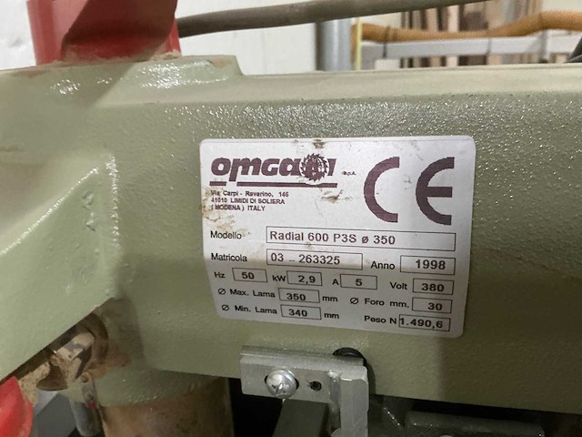 1998 omga radial 600 p3s radiaalafkortzaagmachine - afbeelding 8 van  8