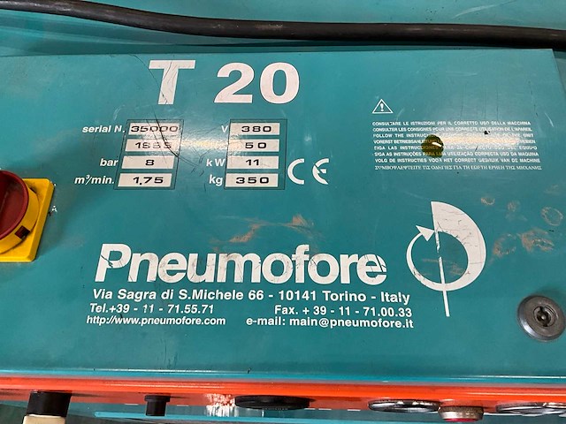 1998 pneumofore t20 schroefcompressor - afbeelding 3 van  3