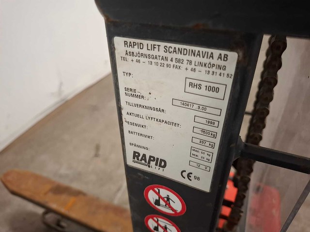 1998 rapid lift rhs 1000 stapelaar - afbeelding 4 van  4