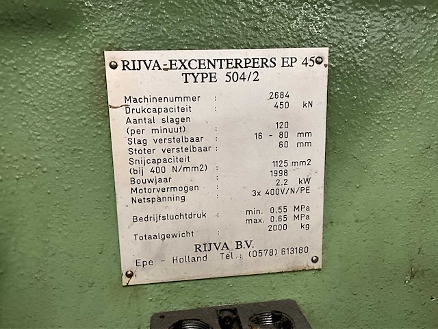 1998 rijva 504/2 excenterpers - afbeelding 15 van  15