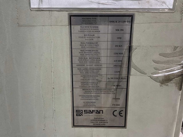 1998 safan smk-k 25-1250 ts1 kantbank - afbeelding 3 van  17