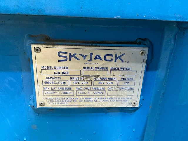 1998 skyjack sjb-46tk telescoophoogwerker - afbeelding 30 van  37