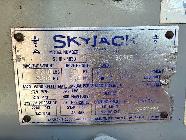 1998 skyjack sjiii - 4830 hoogwerker - afbeelding 20 van  27