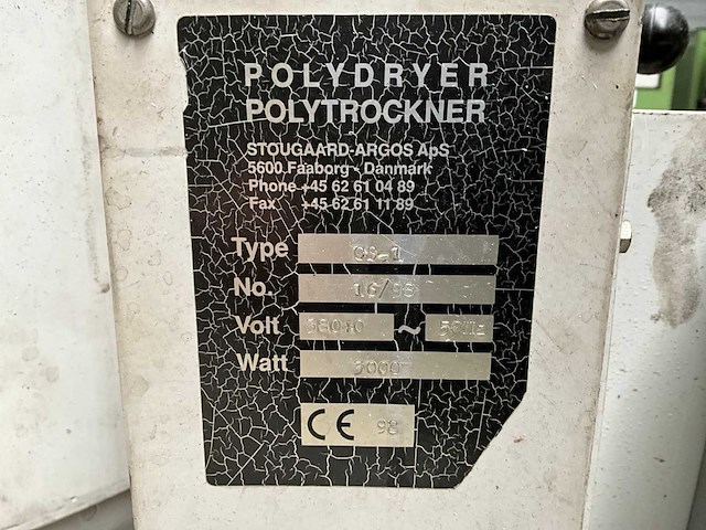 1998 stougaard argos cs-1 granulaat droger / hopper - afbeelding 9 van  9