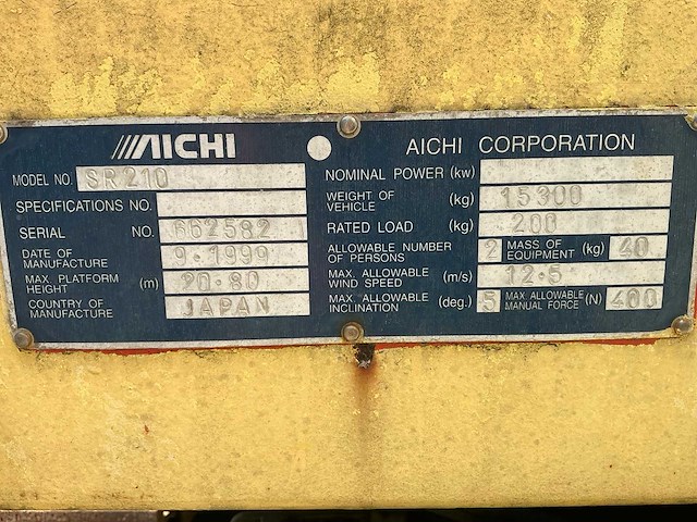 1999 aichi sr210 hoogwerker - afbeelding 31 van  37