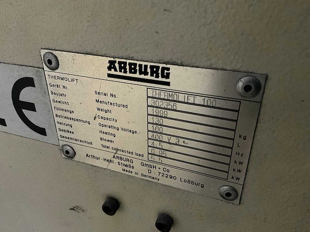 1999 arburg thermolift 100 2 granulaat droogunit - afbeelding 3 van  3