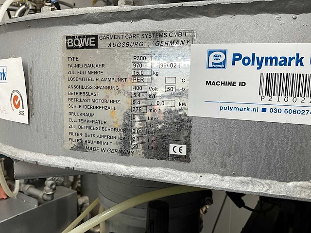 1999 böwe p300 chemische reinigings machine - afbeelding 9 van  12