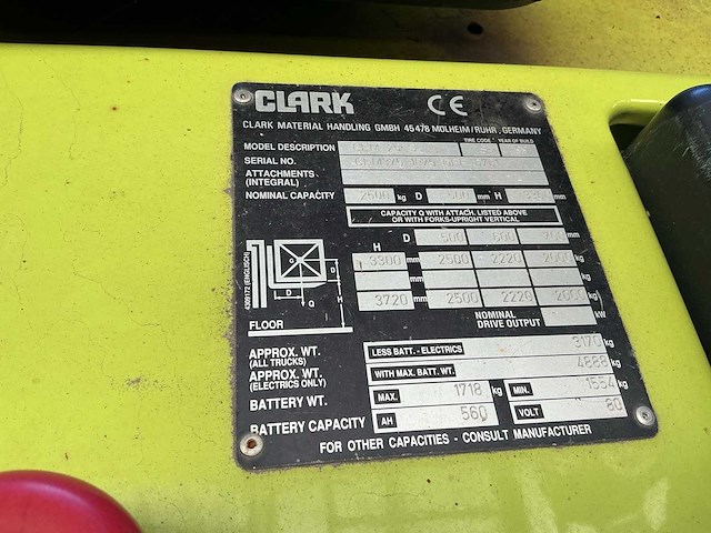 1999 clark cem25s vorkheftruck - afbeelding 9 van  9