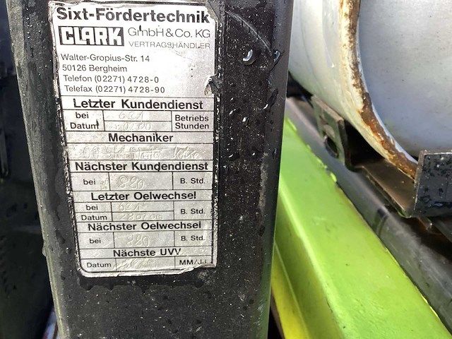 1999 clark cgc30 vorkheftruck 7300 mm - afbeelding 7 van  16