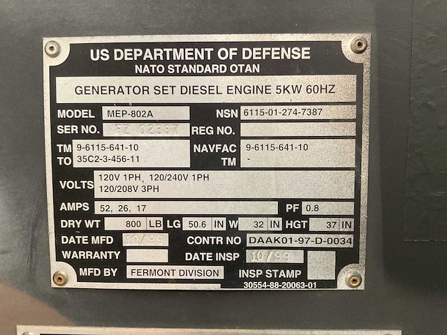 1999 fermont mep-802a stroomgenerator - afbeelding 3 van  11