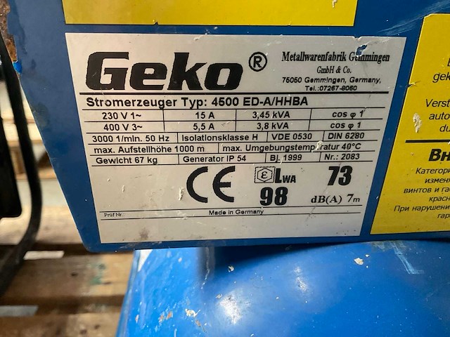 1999 geko 4500 e.d.-a/hhba stroomgenerator - afbeelding 2 van  3