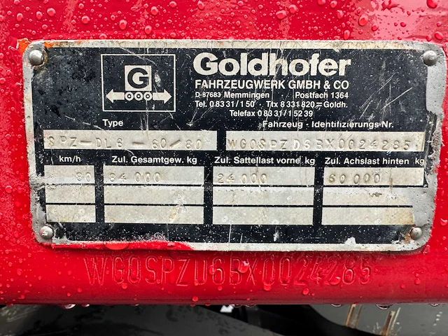1999 goldhofer spzdl6-60/80 oplegger platform - afbeelding 20 van  29