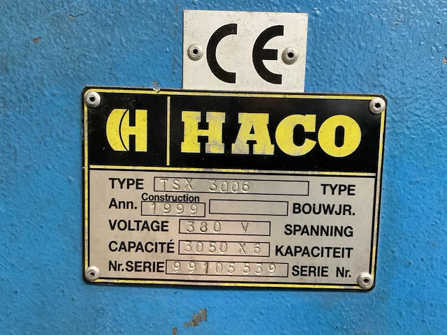 1999 haco tsx 3006 guillotineschaar - afbeelding 12 van  14