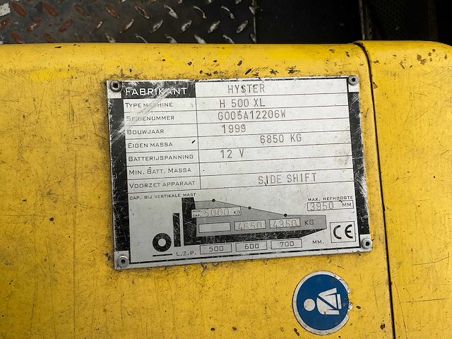 1999 hyster h 500 xl vorkheftruck - afbeelding 3 van  13