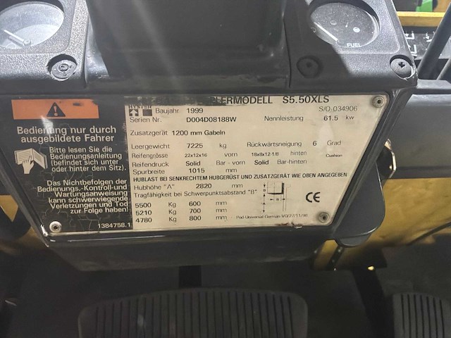 1999 hyster s5.50xls vorkheftruck - afbeelding 6 van  14