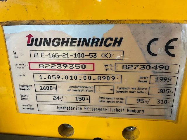 1999 jungheinrich ele16 elektrische palletwagen - afbeelding 8 van  8