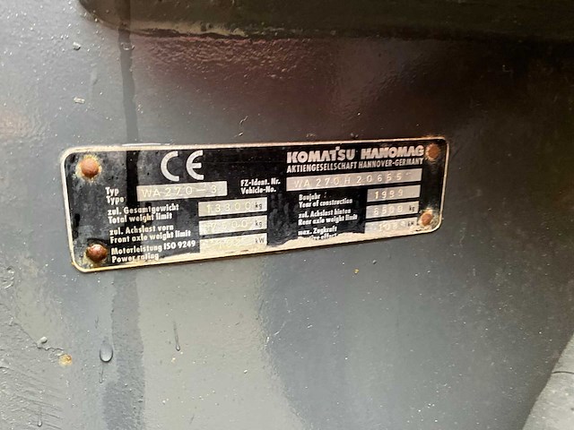 1999 komatsu wa270 - 3 shovel / wiellader - afbeelding 28 van  36