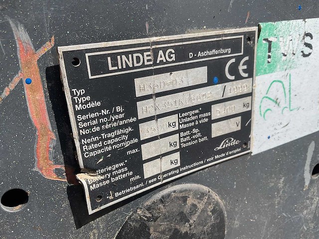 1999 linde h 35-03 vorkheftruck - afbeelding 3 van  13