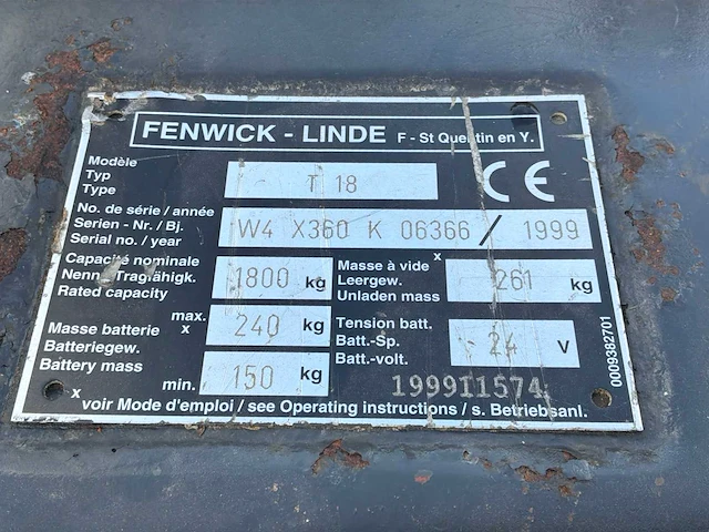 1999 linde t18 elektrische palletwagen - afbeelding 2 van  11