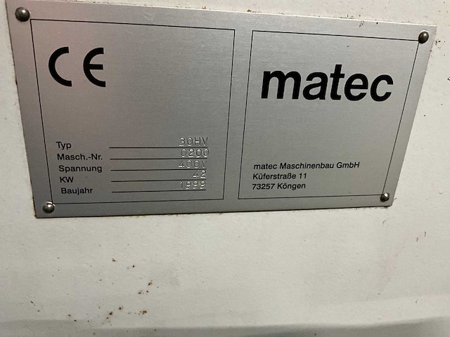 1999 matec 30hv cnc universele bewerkingscentra - afbeelding 6 van  14