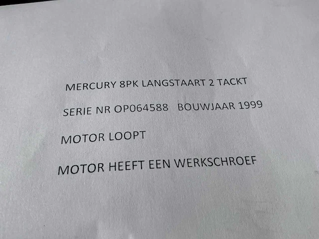 1999 mercury 8 pk 2 takt langstaart buitenboordmotor - afbeelding 8 van  8