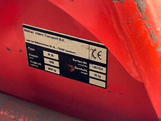 1999 motrac m 30 hand hydraulische palletwagen - afbeelding 4 van  4