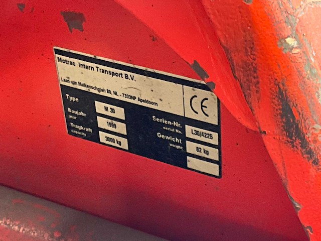 1999 motrac m 30 hand hydraulische palletwagen - afbeelding 6 van  6