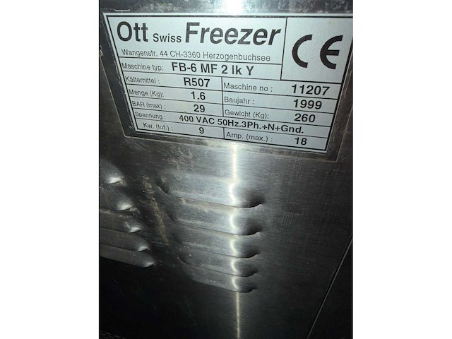1999 ott freezer fb-6 mf ijsmachine - afbeelding 7 van  7