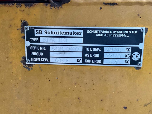 1999 schuitemaker siwa 180 silagewagen - afbeelding 10 van  18