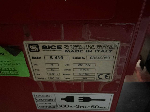 1999 sice s419 banden de-en montageapparaat - afbeelding 3 van  9