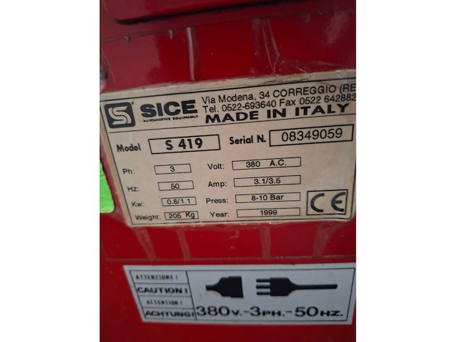 1999 sice s419 banden de-en montageapparaat - afbeelding 9 van  9