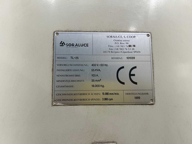 1999 soraluce tl-25 cnc universeel machinecentrum - afbeelding 17 van  24