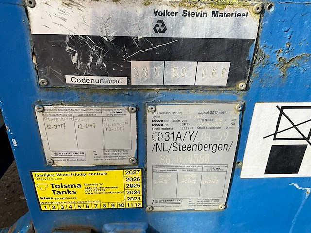 1999 steenbergen cib 300 mobiele horizontale opslagtank - afbeelding 3 van  11