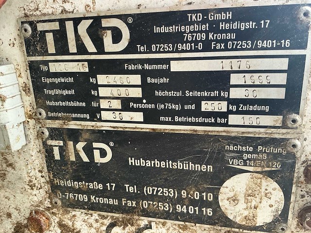 1999 tkd 120 15 hoogwerker - afbeelding 8 van  21