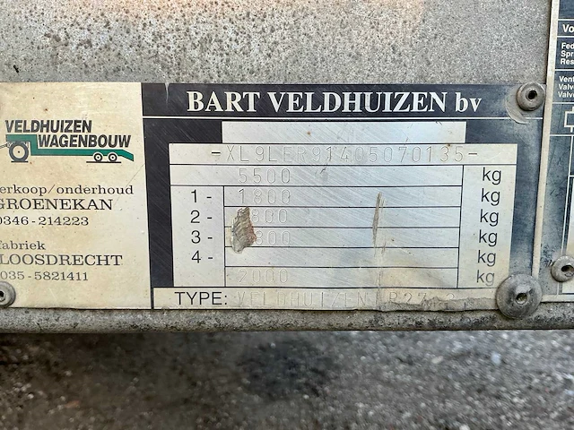 1999 veldhuizen p 27-3 be trailer aanhangwagen - afbeelding 4 van  29