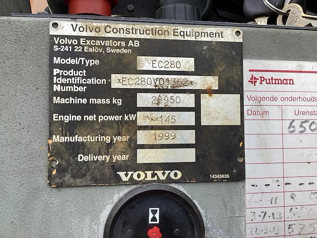 1999 volvo ec280 rupsgraafmachine - afbeelding 6 van  66