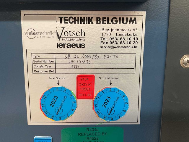 1999 weisstechnik sb22/160 klimaat testkast - afbeelding 5 van  14