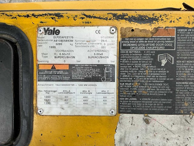 1999 yale glp20afe2175 vorkheftruck - afbeelding 8 van  19